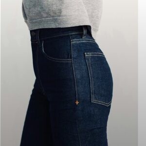 Imogen & Willie “Elizabeth” high waist slim straight jean in dark rinse.